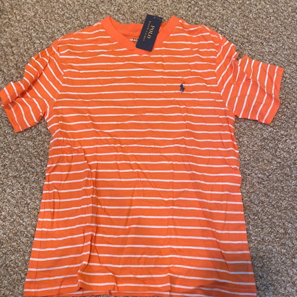 Boys Polo Ralph Lauren v neck t shirt size M 10-12 brand new with tags